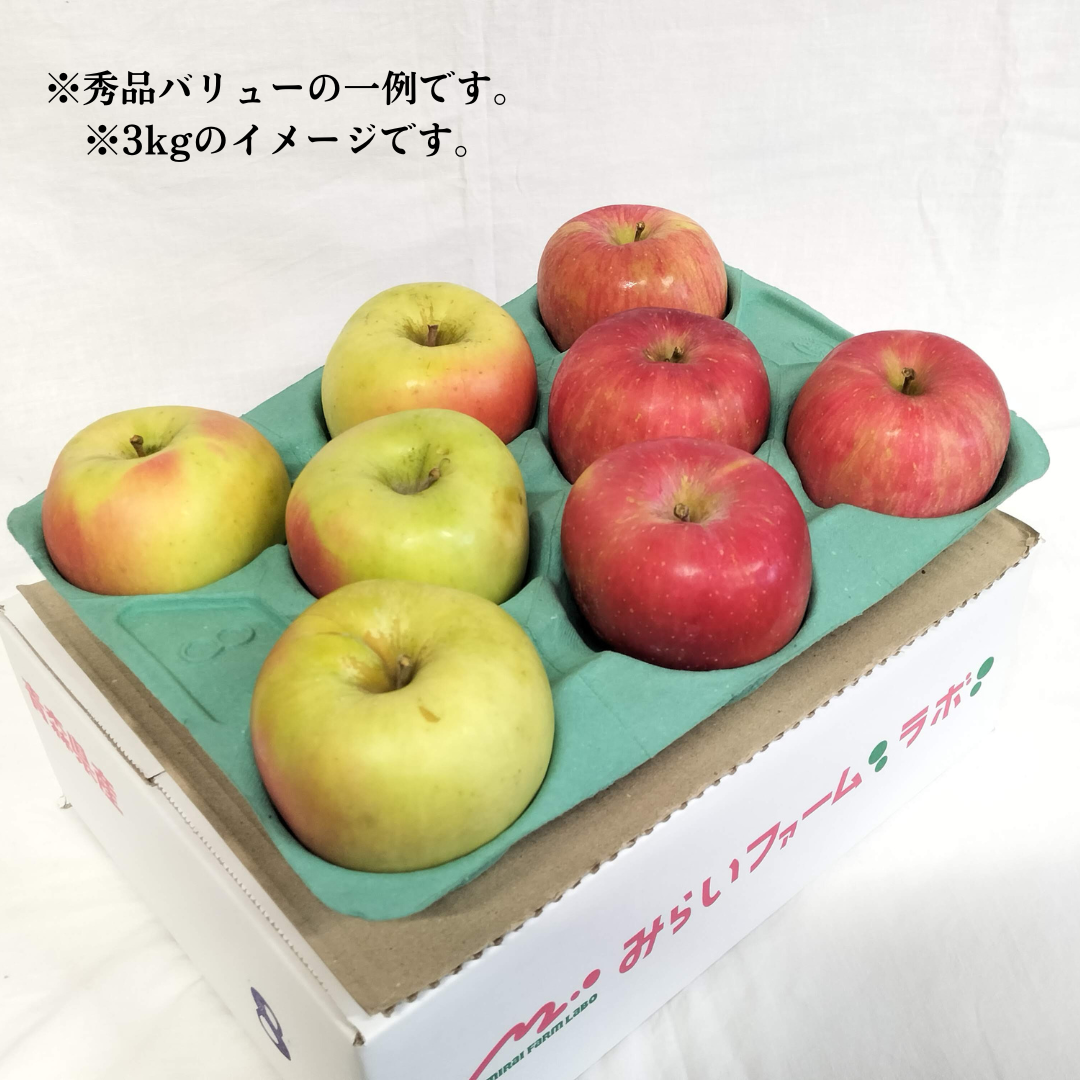 青森りんご 中生種MIX 3㎏(約7個〜約11個入)
