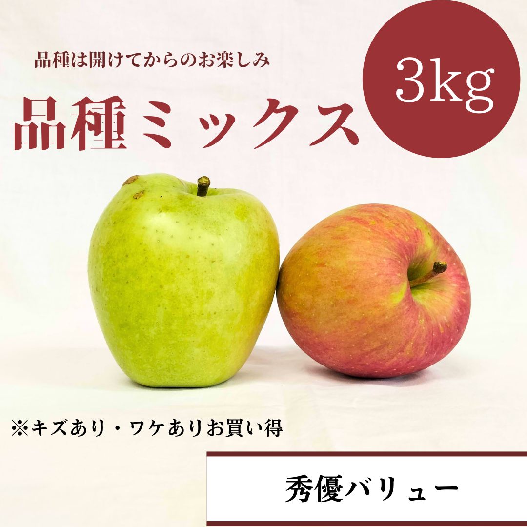 青森りんご 品種ミックス3㎏（約9個入）【特秀/秀品/秀優】