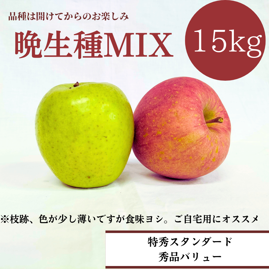 青森りんご 晩生種MIX 15㎏（約48個入）【スタンダード/バリュー】