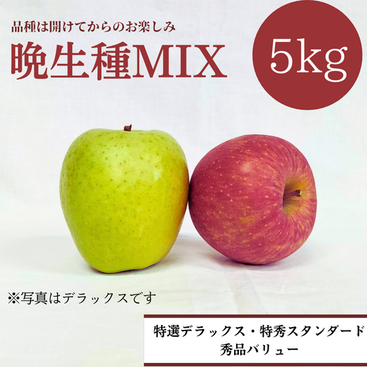 青森りんご 晩生種ミックス 5㎏（約16個入）【デラックス/スタンダード/バリュー】